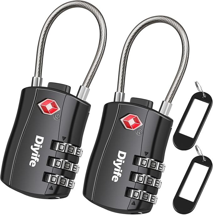 Diyife – Cadenas TSA à code (lot de 2, 3 chiffres)