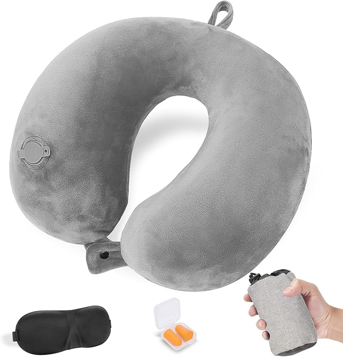Cirorld – Oreiller de voyage gonflable (+ masque & bouchons)