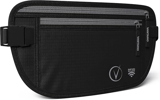 Vantamo – Pochette ceinture RFID ultra-fine (femme)