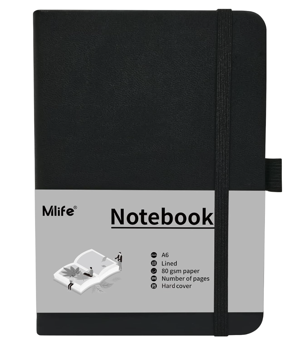 Carnet de notes A6 à couverture rigide (192 pages, élastique)